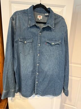 Levi's Denim Western Style Shirt in Blue with Red Logo